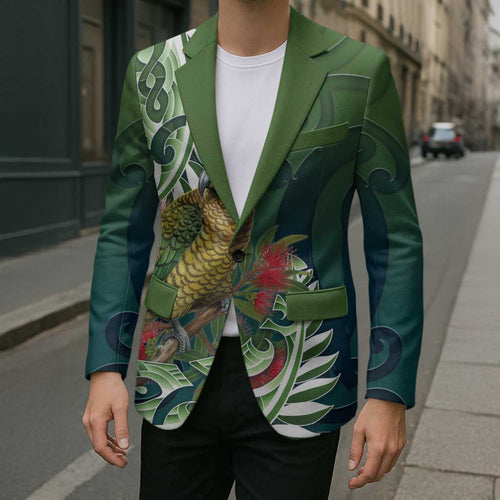 New Zealand Kea Bird Blazer With Maori Koru Fern - Aussie Hoodie