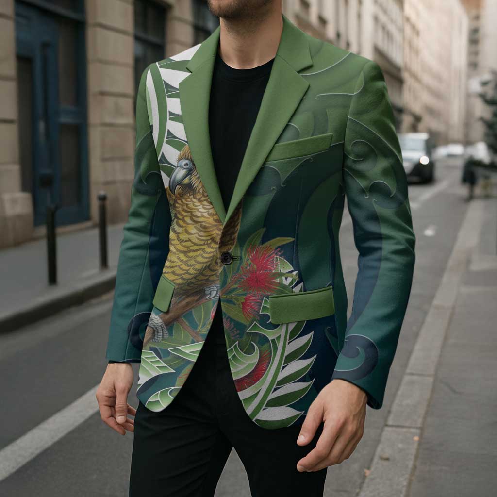 New Zealand Kea Bird Blazer With Maori Koru Fern - Aussie Hoodie