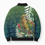 New Zealand Kea Bird Bomber Puffer Jacket With Maori Koru Fern - Aussie Hoodie