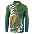 New Zealand Kea Bird Button Sweatshirt With Maori Koru Fern - Aussie Hoodie