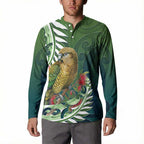 New Zealand Kea Bird Button Sweatshirt With Maori Koru Fern - Aussie Hoodie