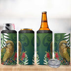 New Zealand Kea Bird 4 in 1 Can Cooler Tumbler With Maori Koru Fern - Aussie Hoodie