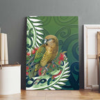 New Zealand Kea Bird Canvas Wall Art With Maori Koru Fern - Aussie Hoodie