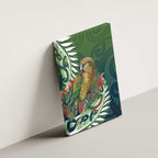 New Zealand Kea Bird Canvas Wall Art With Maori Koru Fern - Aussie Hoodie