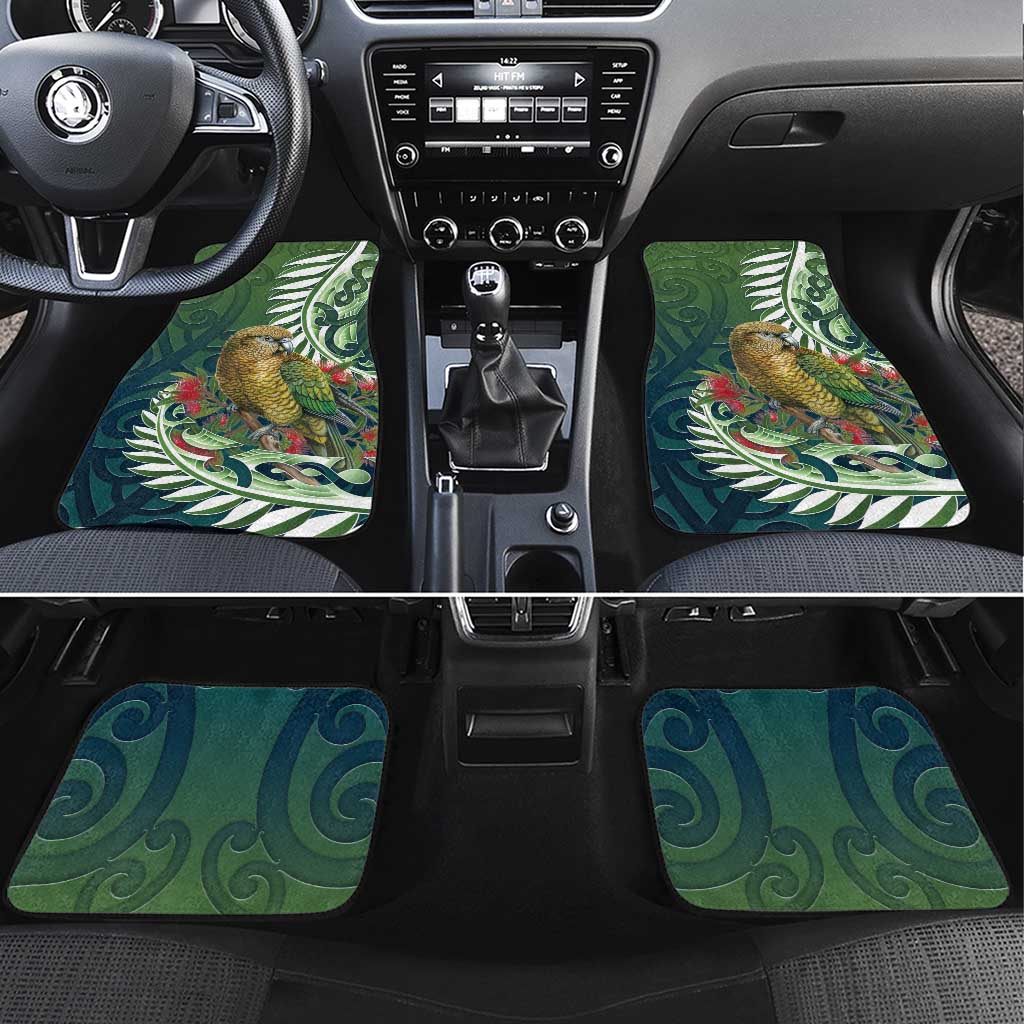New Zealand Kea Bird Car Mats With Maori Koru Fern - Aussie Hoodie