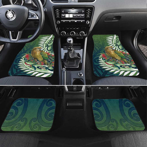 New Zealand Kea Bird Car Mats With Maori Koru Fern - Aussie Hoodie