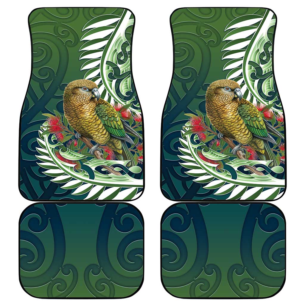 New Zealand Kea Bird Car Mats With Maori Koru Fern - Aussie Hoodie