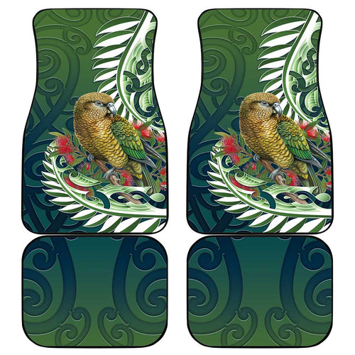New Zealand Kea Bird Car Mats With Maori Koru Fern - Aussie Hoodie