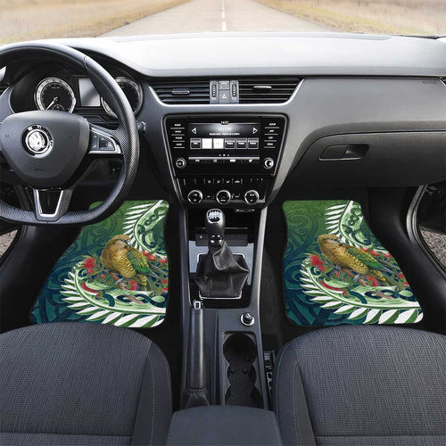 New Zealand Kea Bird Car Mats With Maori Koru Fern - Aussie Hoodie