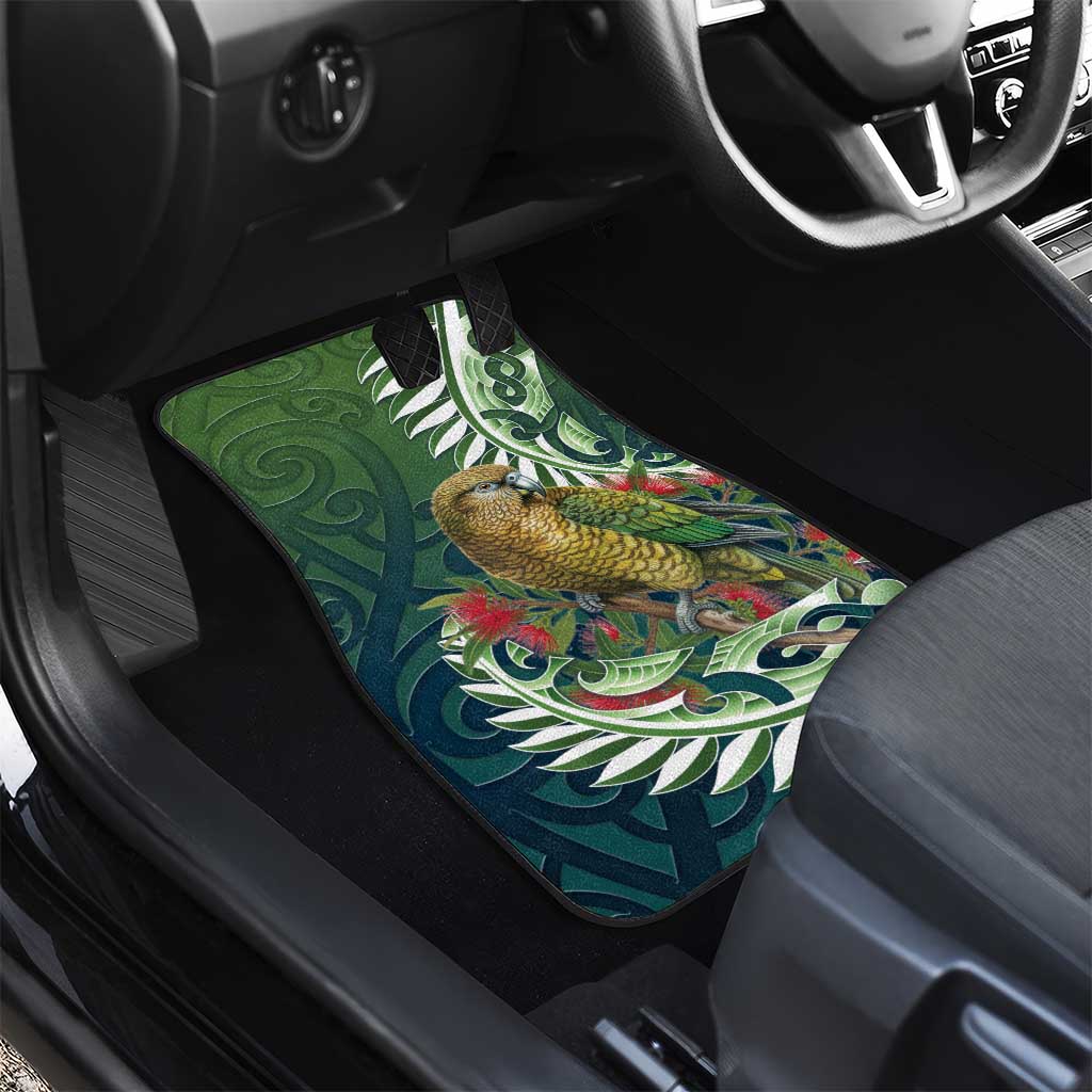New Zealand Kea Bird Car Mats With Maori Koru Fern - Aussie Hoodie