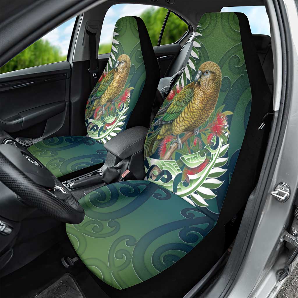 New Zealand Kea Bird Car Seat Cover With Maori Koru Fern - Aussie Hoodie