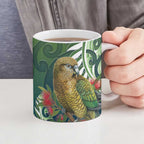 New Zealand Kea Bird Ceramic Mug With Maori Koru Fern - Aussie Hoodie