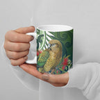 New Zealand Kea Bird Ceramic Mug With Maori Koru Fern - Aussie Hoodie