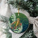 New Zealand Kea Bird Ceramic Ornament With Maori Koru Fern