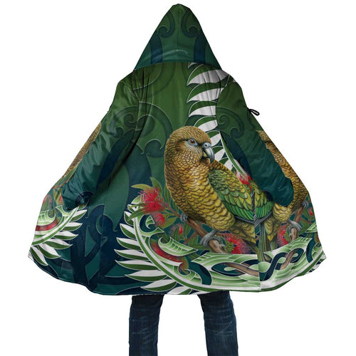 New Zealand Kea Bird Cloak With Maori Koru Fern - Aussie Hoodie