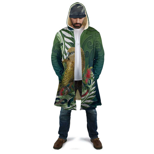 New Zealand Kea Bird Cloak With Maori Koru Fern - Aussie Hoodie
