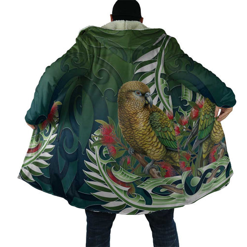 New Zealand Kea Bird Cloak With Maori Koru Fern - Aussie Hoodie