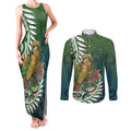 New Zealand Kea Bird Couples Matching Tank Maxi Dress and Long Sleeve Button Shirt With Maori Koru Fern - Aussie Hoodie