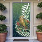 New Zealand Kea Bird Door Cover With Maori Koru Fern - Aussie Hoodie