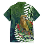 New Zealand Kea Bird Family Matching Off The Shoulder Long Sleeve Dress and Hawaiian Shirt With Maori Koru Fern - Aussie Hoodie