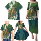 New Zealand Kea Bird Family Matching Puletasi and Hawaiian Shirt With Maori Koru Fern - Aussie Hoodie