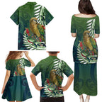 New Zealand Kea Bird Family Matching Puletasi and Hawaiian Shirt With Maori Koru Fern - Aussie Hoodie