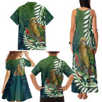 New Zealand Kea Bird Family Matching Tank Maxi Dress and Hawaiian Shirt With Maori Koru Fern - Aussie Hoodie