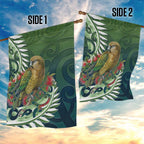 New Zealand Kea Bird Garden Flag With Maori Koru Fern - Aussie Hoodie