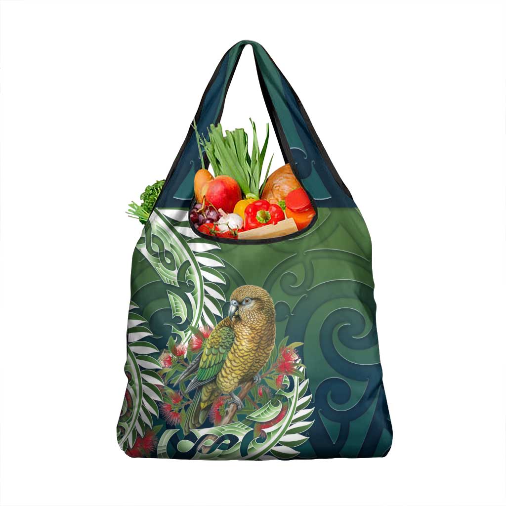 New Zealand Kea Bird Grocery Bag With Maori Koru Fern - Aussie Hoodie