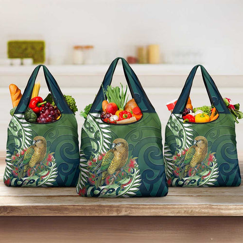 New Zealand Kea Bird Grocery Bag With Maori Koru Fern - Aussie Hoodie