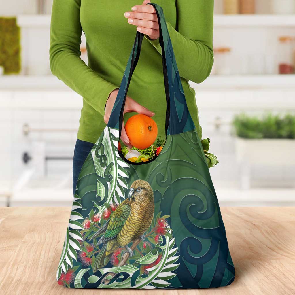 New Zealand Kea Bird Grocery Bag With Maori Koru Fern - Aussie Hoodie