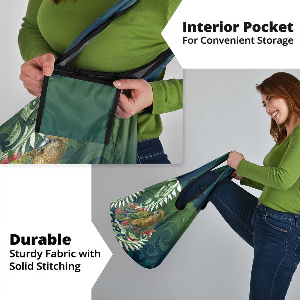 New Zealand Kea Bird Grocery Bag With Maori Koru Fern - Aussie Hoodie