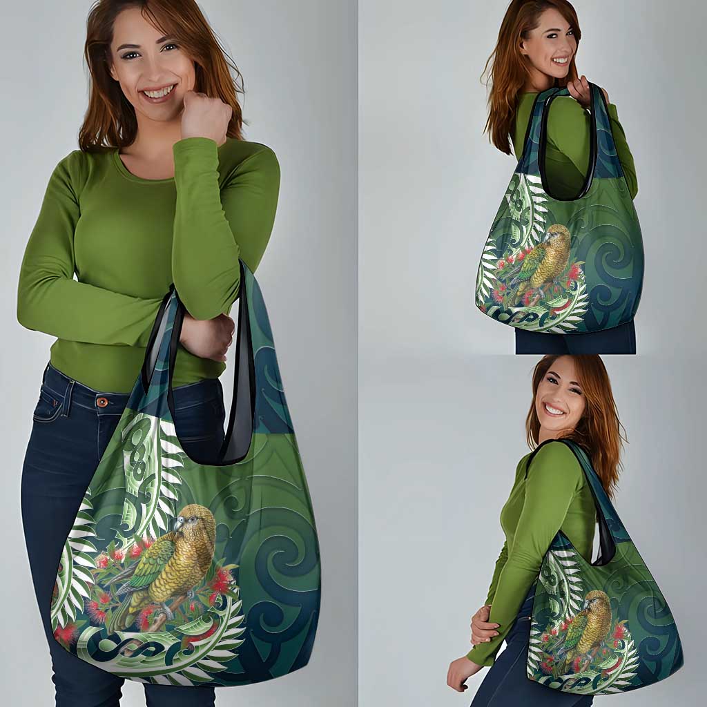 New Zealand Kea Bird Grocery Bag With Maori Koru Fern - Aussie Hoodie
