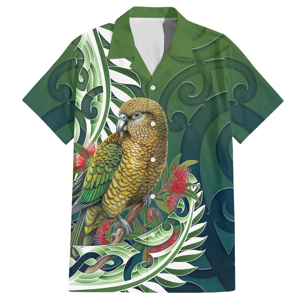 New Zealand Kea Bird Hawaiian Shirt With Maori Koru Fern - Aussie Hoodie