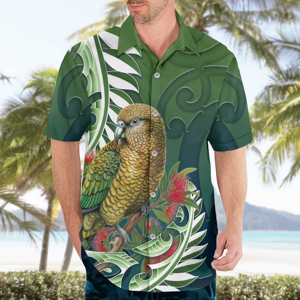 New Zealand Kea Bird Hawaiian Shirt With Maori Koru Fern - Aussie Hoodie