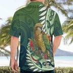 New Zealand Kea Bird Hawaiian Shirt With Maori Koru Fern - Aussie Hoodie