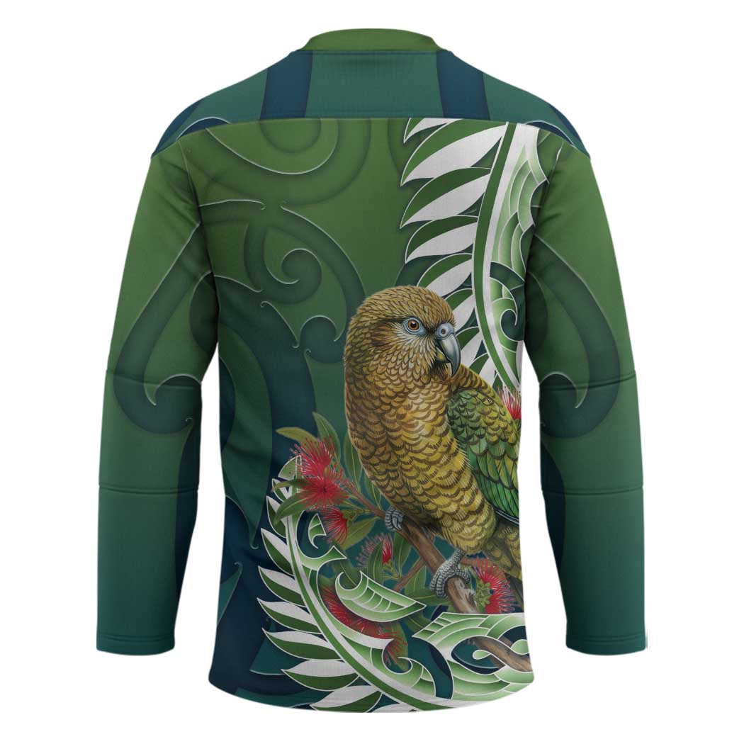 New Zealand Kea Bird Hockey Jersey With Maori Koru Fern - Aussie Hoodie