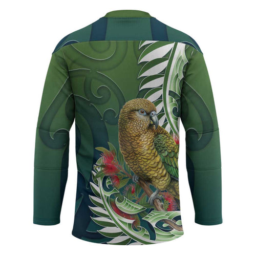 New Zealand Kea Bird Hockey Jersey With Maori Koru Fern - Aussie Hoodie
