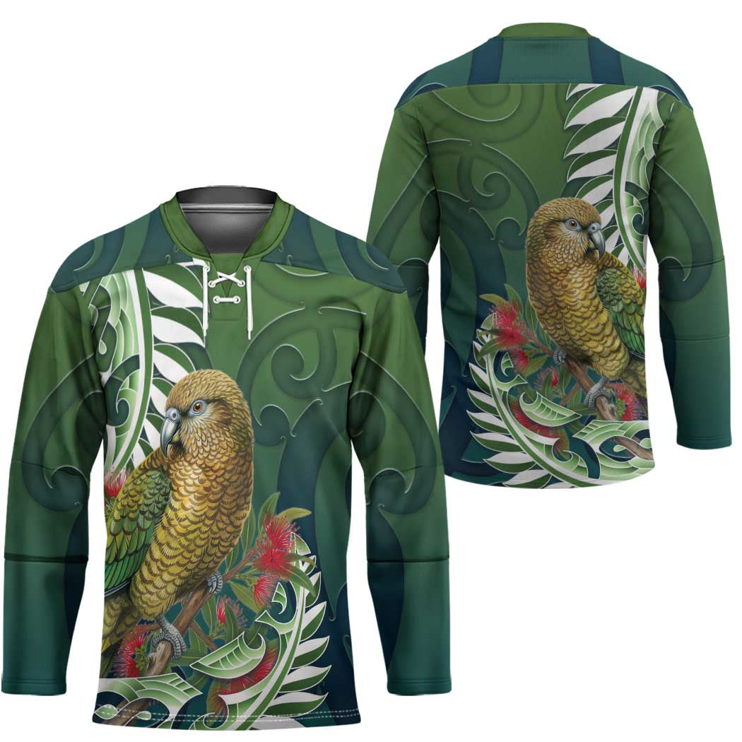 New Zealand Kea Bird Hockey Jersey With Maori Koru Fern - Aussie Hoodie