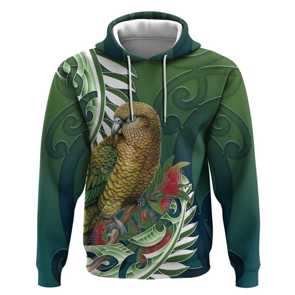 New Zealand Kea Bird Hoodie With Maori Koru Fern - Aussie Hoodie