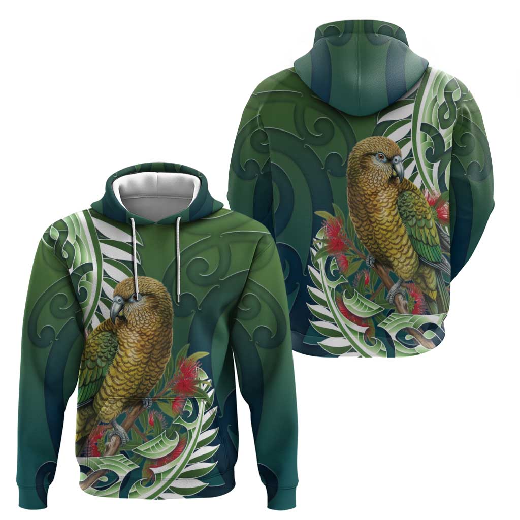 New Zealand Kea Bird Hoodie With Maori Koru Fern - Aussie Hoodie