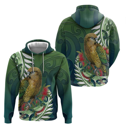 New Zealand Kea Bird Hoodie With Maori Koru Fern - Aussie Hoodie