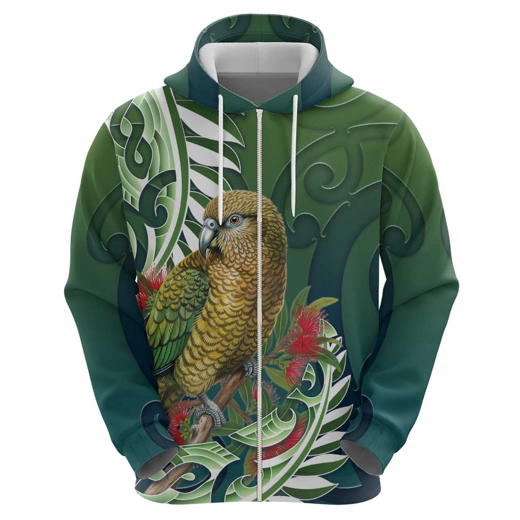 New Zealand Kea Bird Hoodie With Maori Koru Fern - Aussie Hoodie