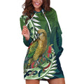 New Zealand Kea Bird Hoodie Dress With Maori Koru Fern - Aussie Hoodie