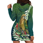 New Zealand Kea Bird Hoodie Dress With Maori Koru Fern - Aussie Hoodie