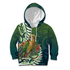 New Zealand Kea Bird Kid Hoodie With Maori Koru Fern - Aussie Hoodie