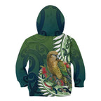 New Zealand Kea Bird Kid Hoodie With Maori Koru Fern - Aussie Hoodie