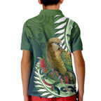 New Zealand Kea Bird Kid Polo Shirt With Maori Koru Fern - Aussie Hoodie