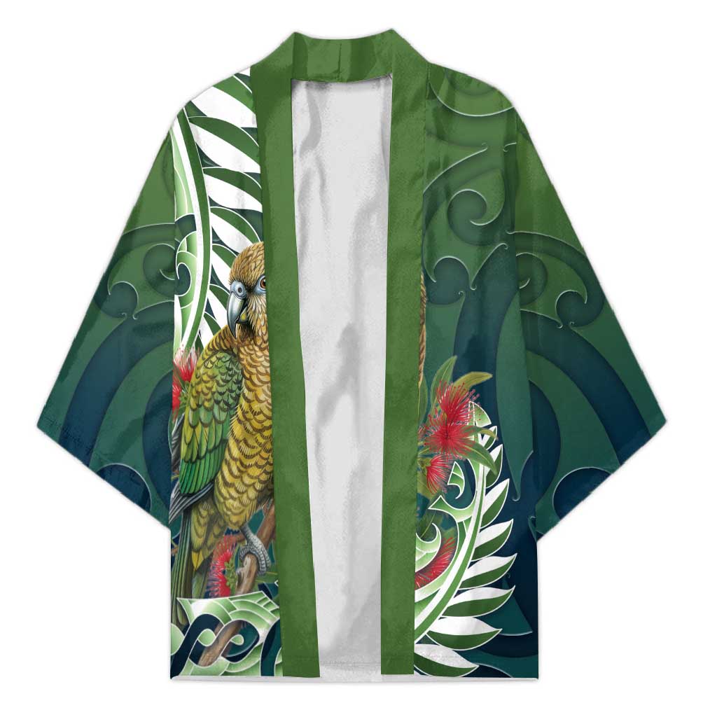 New Zealand Kea Bird Kimono With Maori Koru Fern - Aussie Hoodie