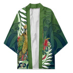 New Zealand Kea Bird Kimono With Maori Koru Fern - Aussie Hoodie